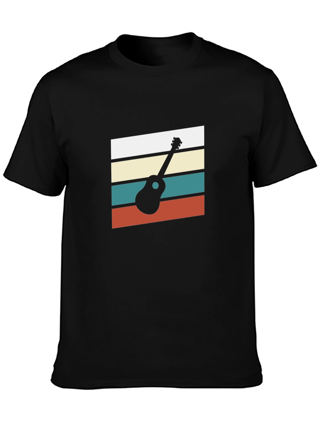 Retro Ukulele Graphic Tee - Black Cotton Blend