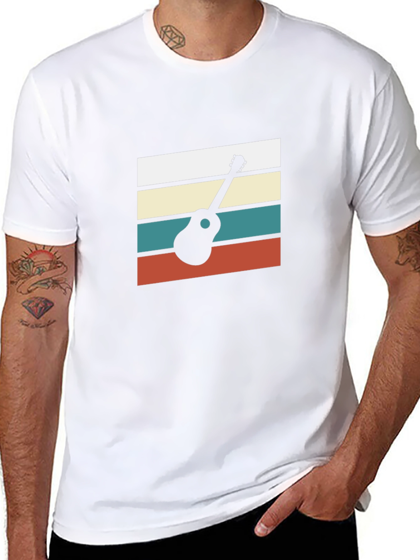 Retro Ukulele Graphic Tee - Black Cotton Blend