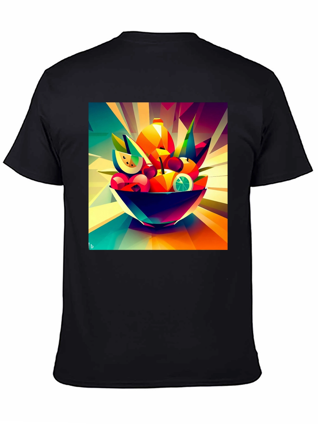Abstract Fruit Bowl Graphic Black T-Shirt