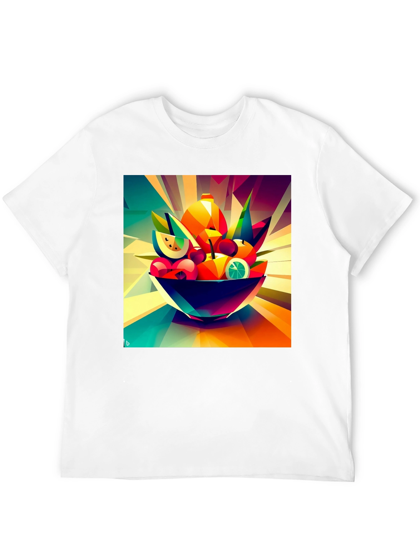 Abstract Fruit Bowl Graphic Black T-Shirt