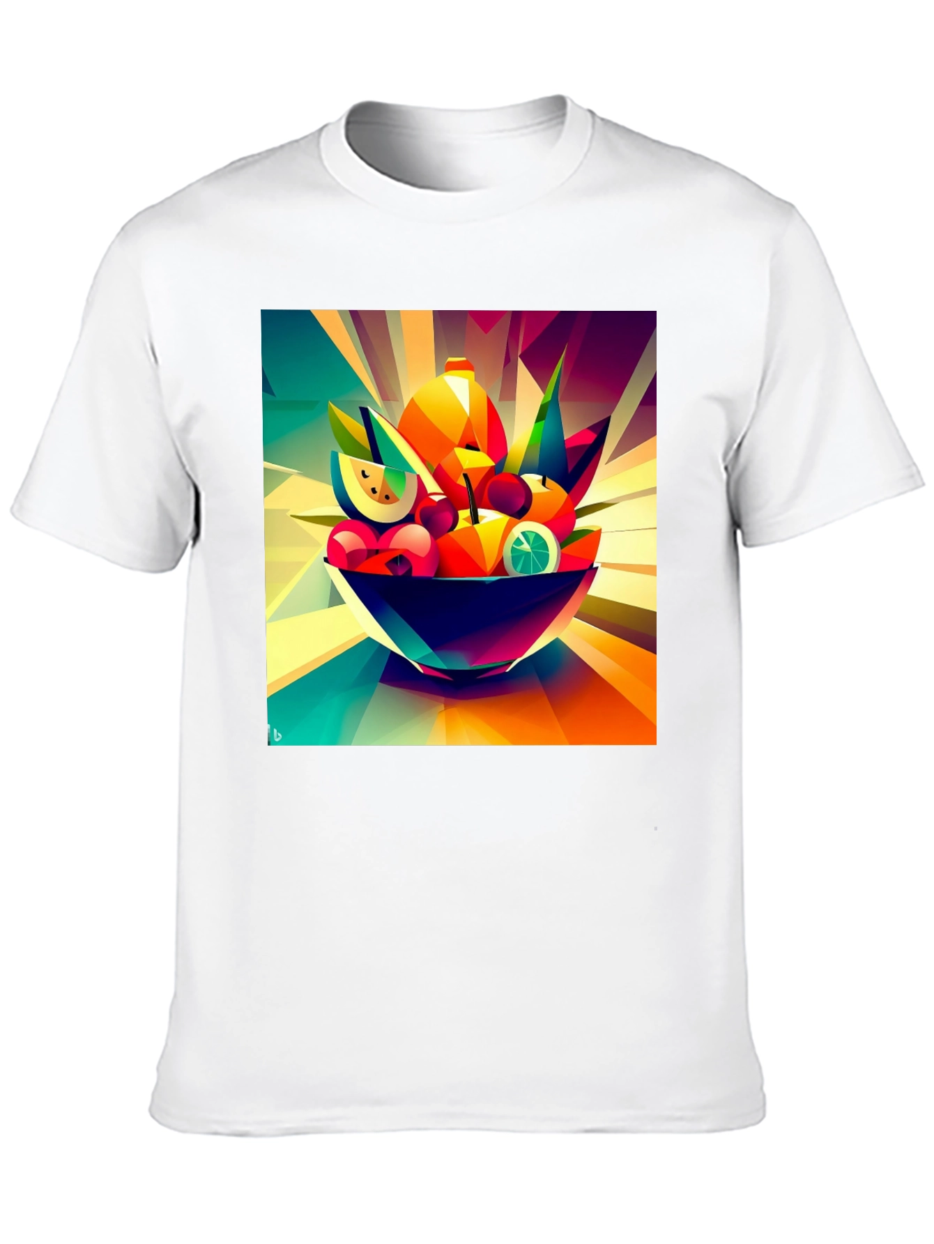 Abstract Fruit Bowl Graphic Black T-Shirt