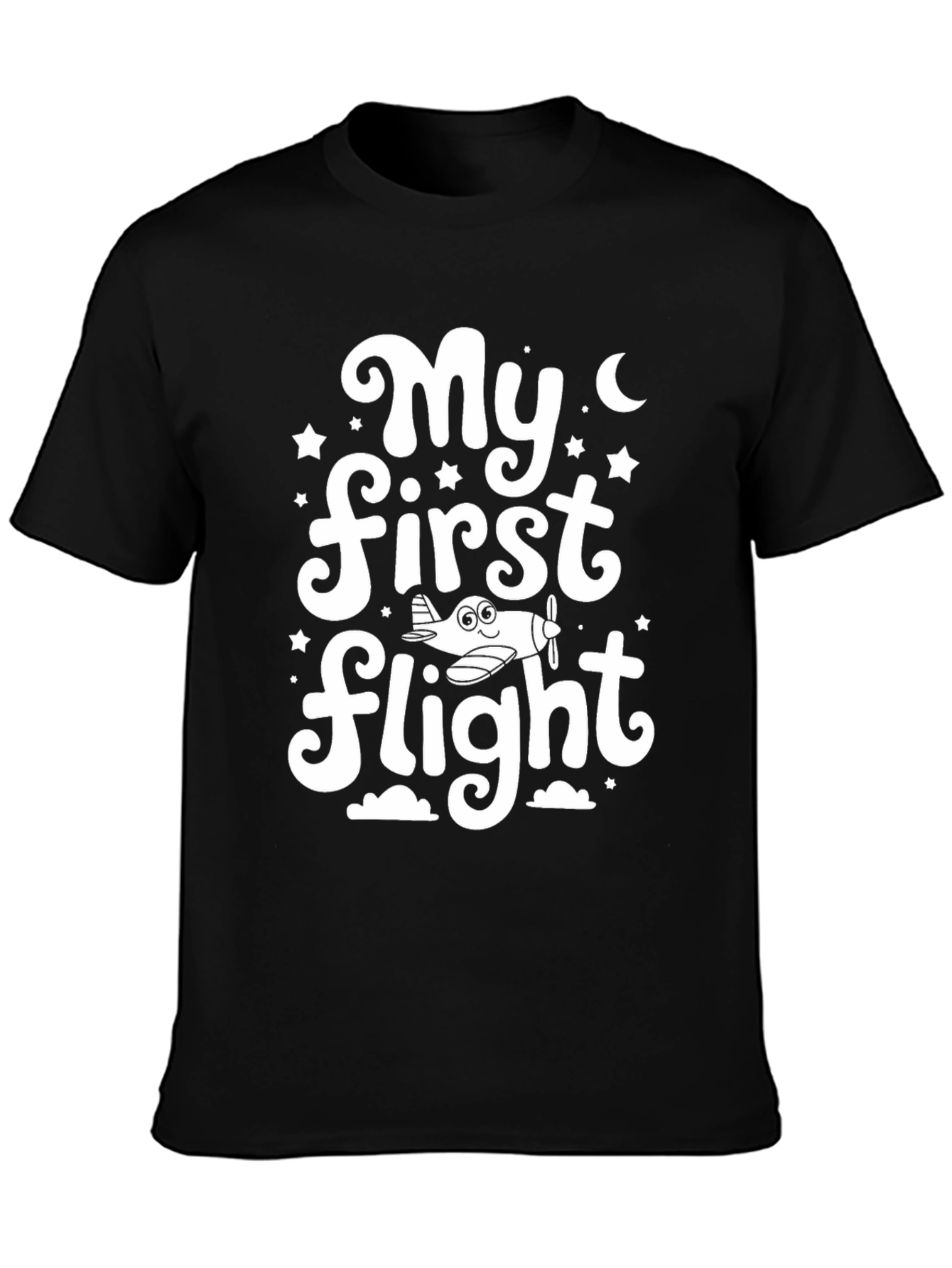 My First Flight Black Graphic T-Shirt