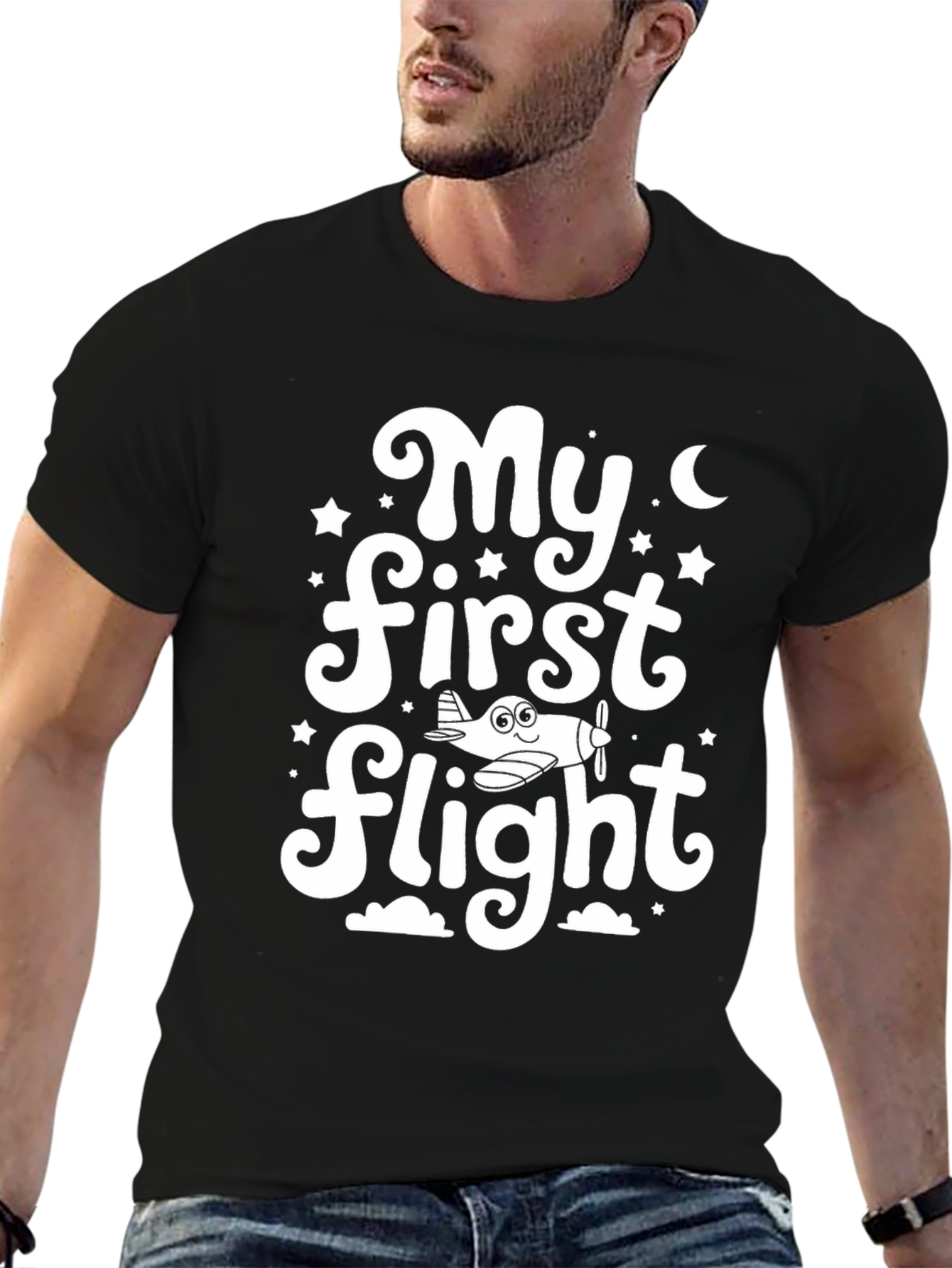My First Flight Black Graphic T-Shirt