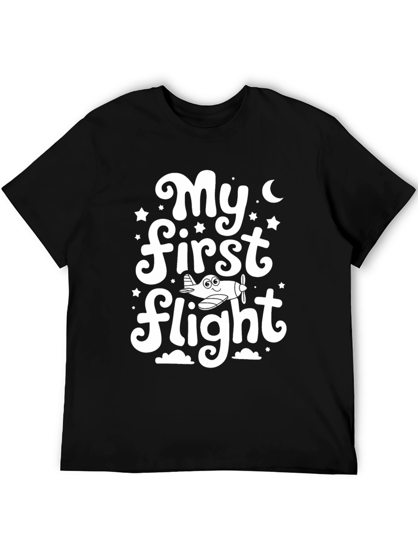 My First Flight Black Graphic T-Shirt