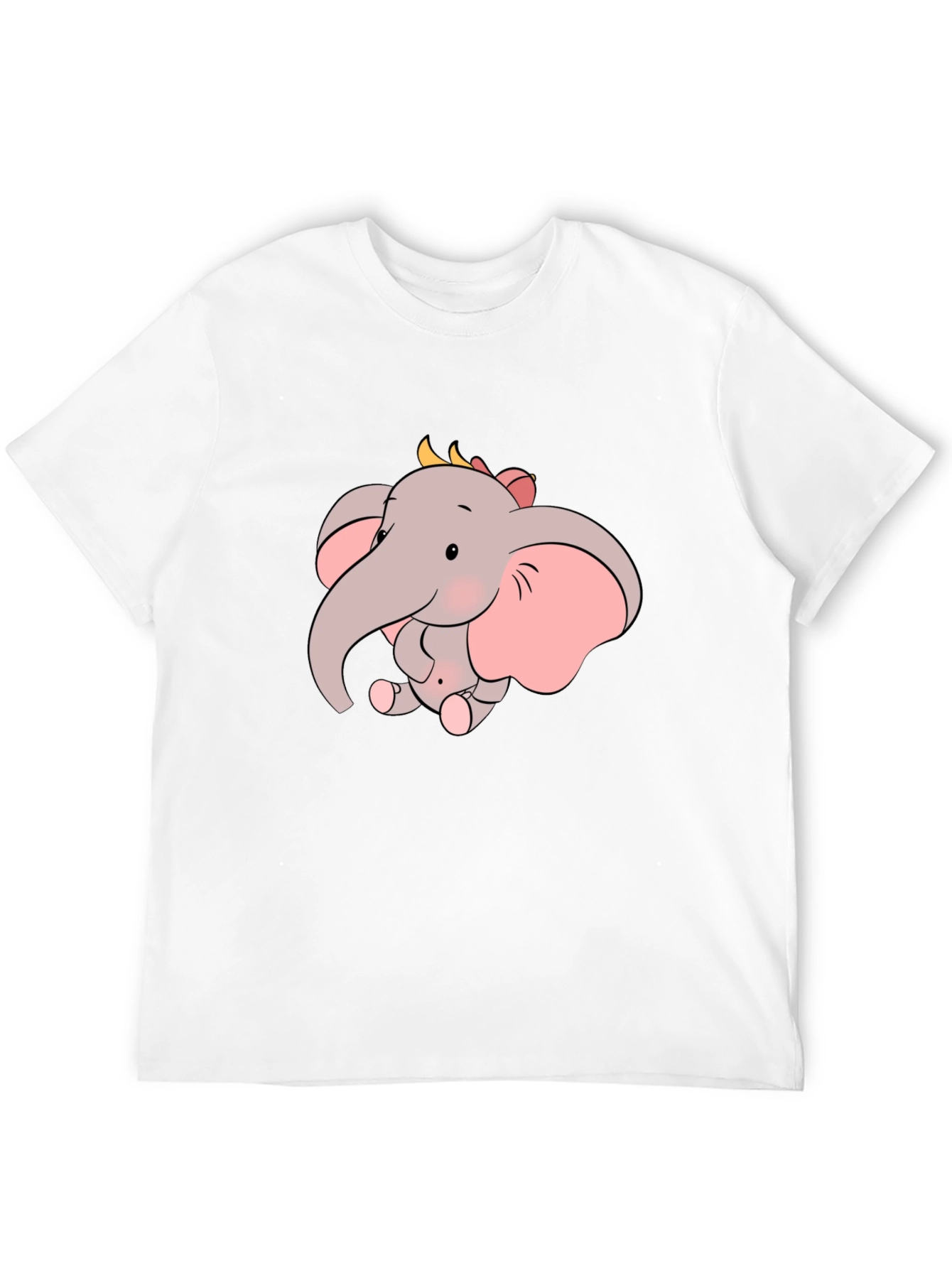 Cute Elephant Graphic Tee - Black Cotton Shirt