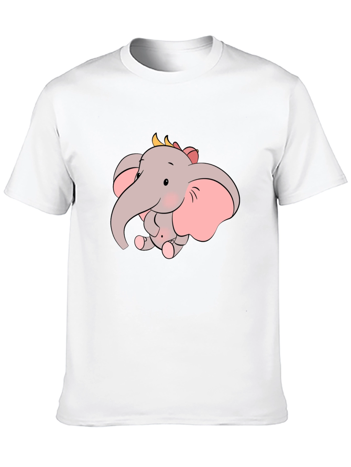 Cute Elephant Graphic Tee - Black Cotton Shirt