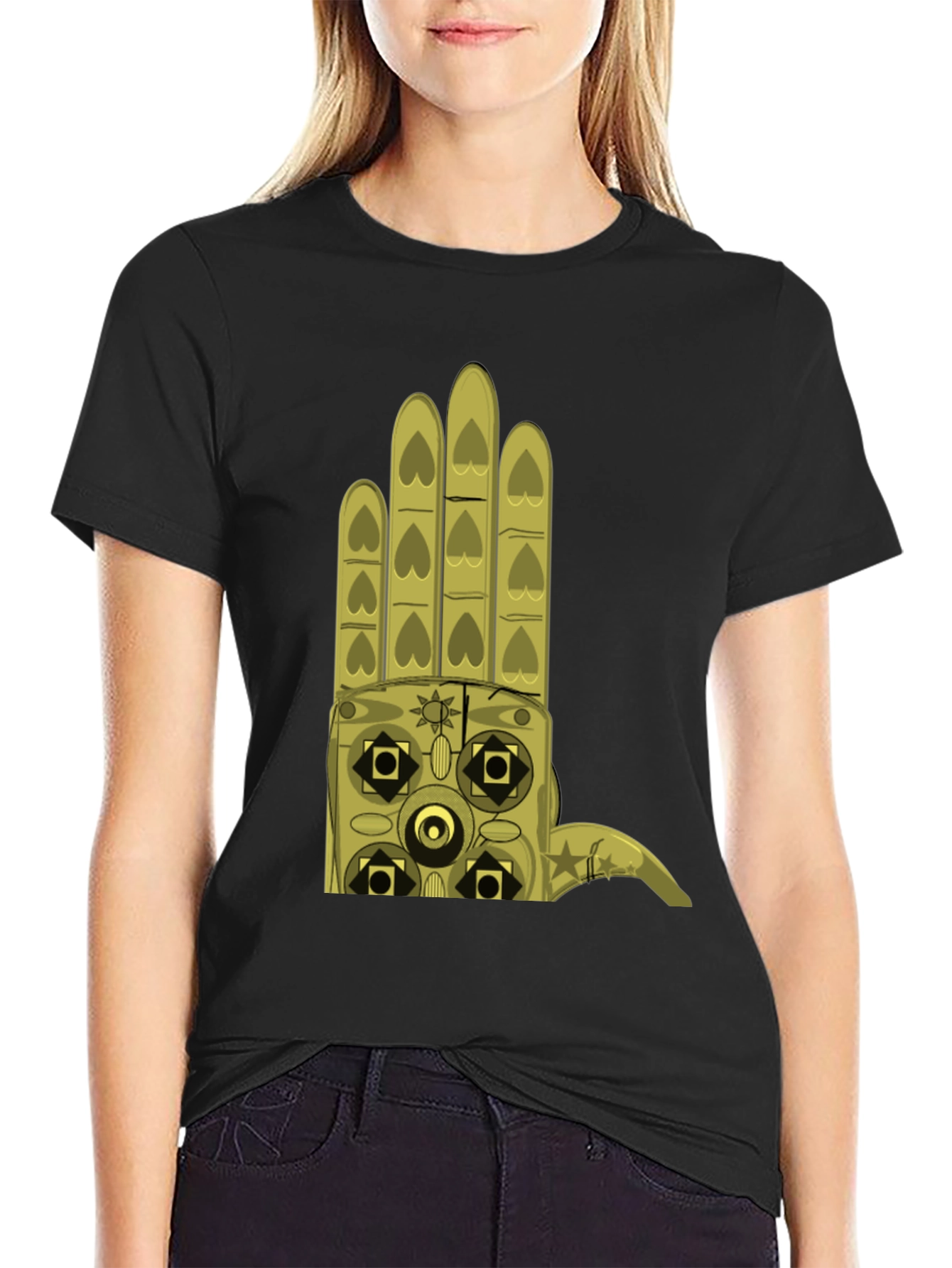 Graphic Hand Print Black T-Shirt