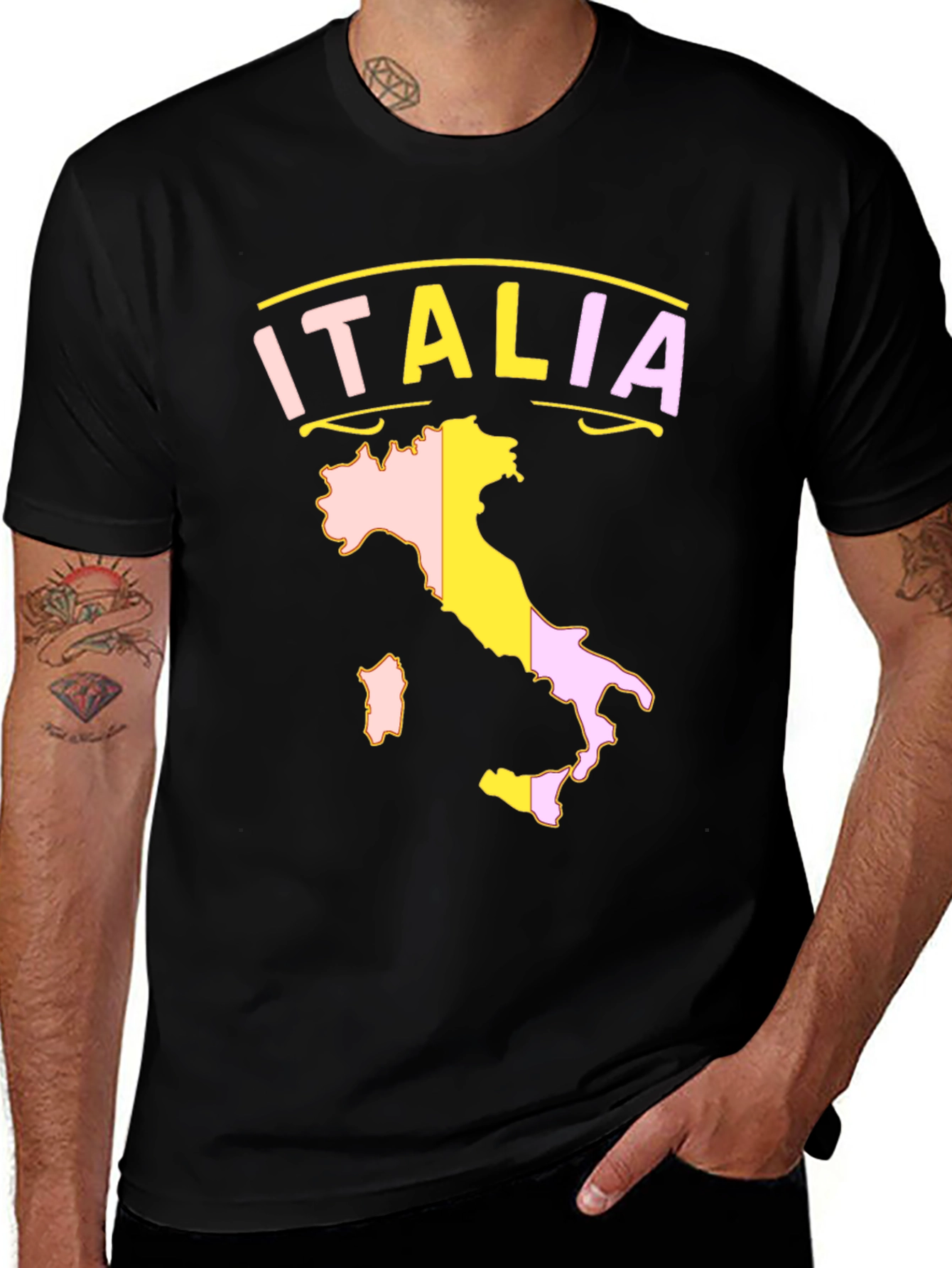 Italia Map T-Shirt - Black Graphic Tee