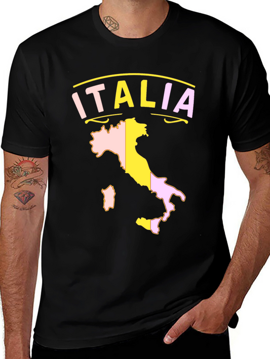 Italia Map T-Shirt - Black Graphic Tee