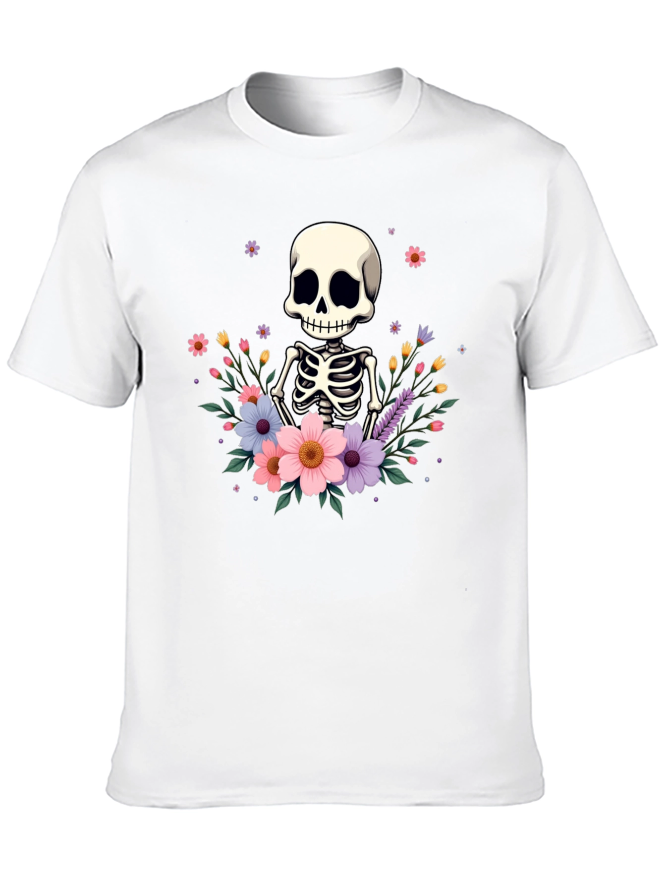 Floral Skeleton T-Shirt - Black Graphic Tee