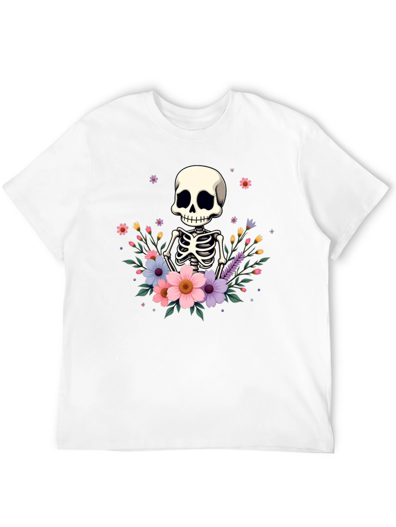 Floral Skeleton T-Shirt - Black Graphic Tee