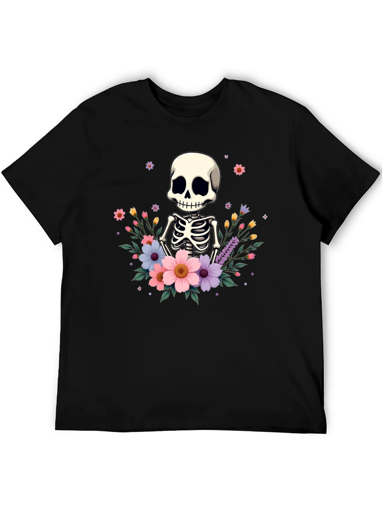 Floral Skeleton T-Shirt - Black Graphic Tee
