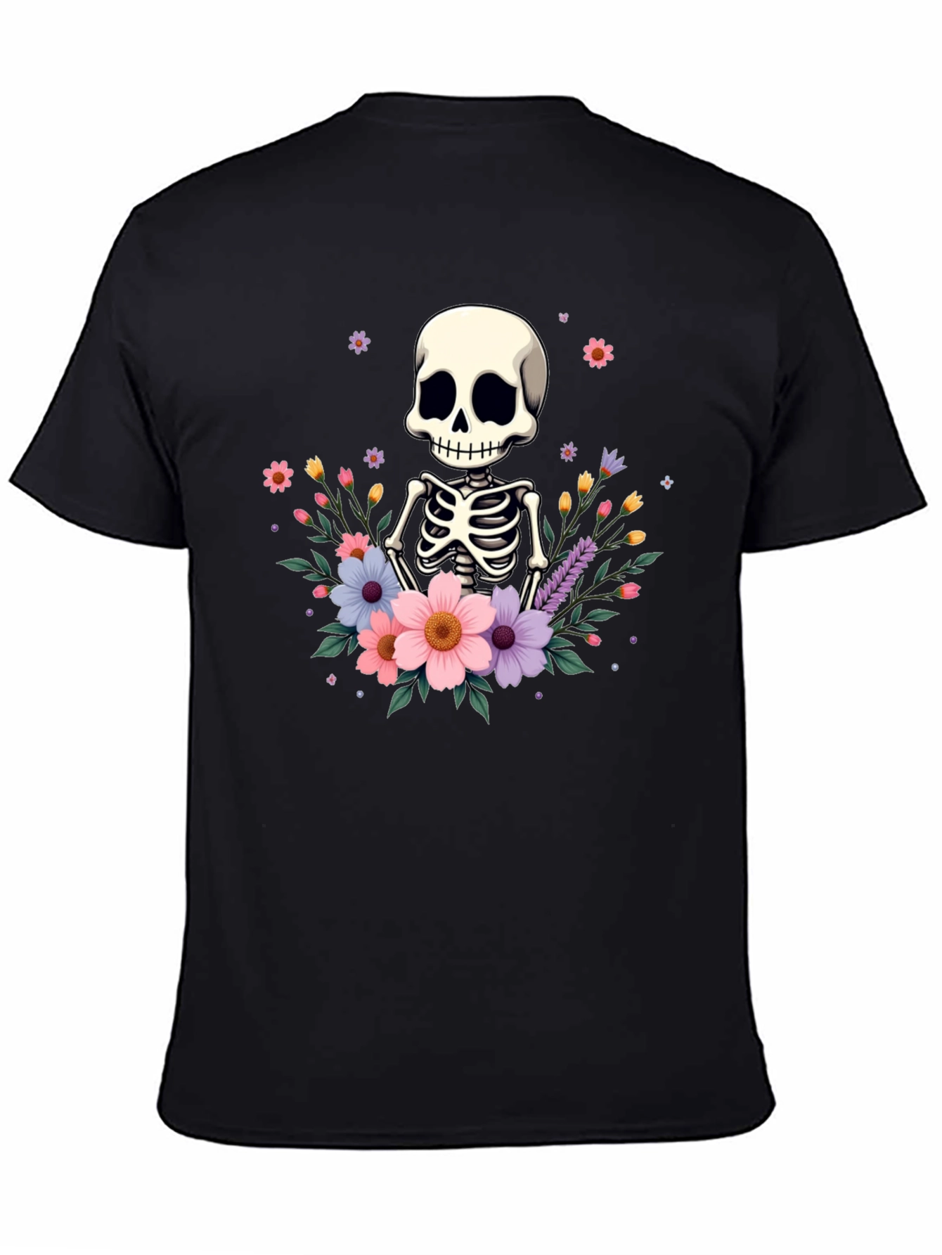 Floral Skeleton T-Shirt - Black Graphic Tee