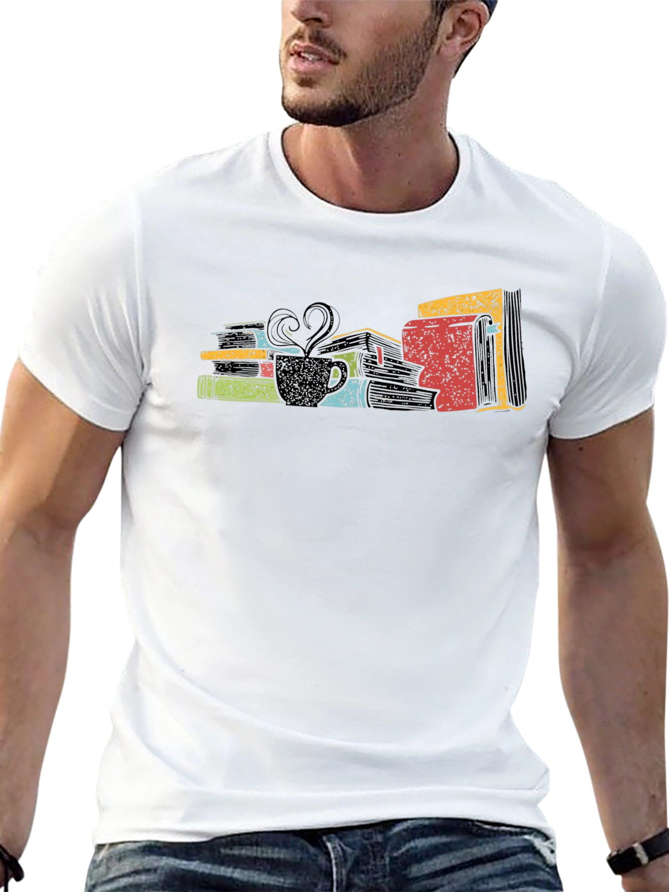 Book Lover T-Shirt: Books & Coffee Graphic Tee
