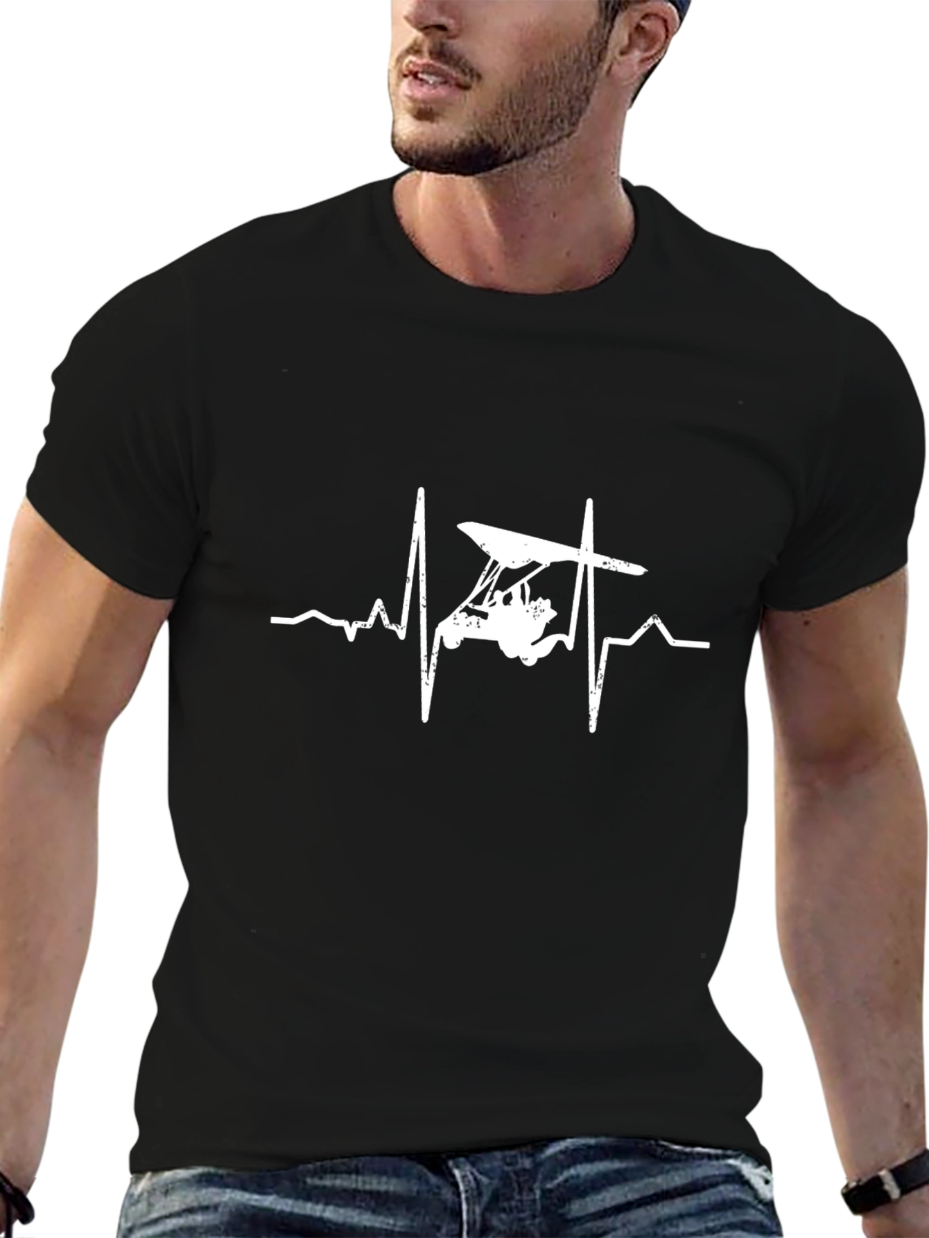 Hang Gliding Heartbeat T-Shirt - Black