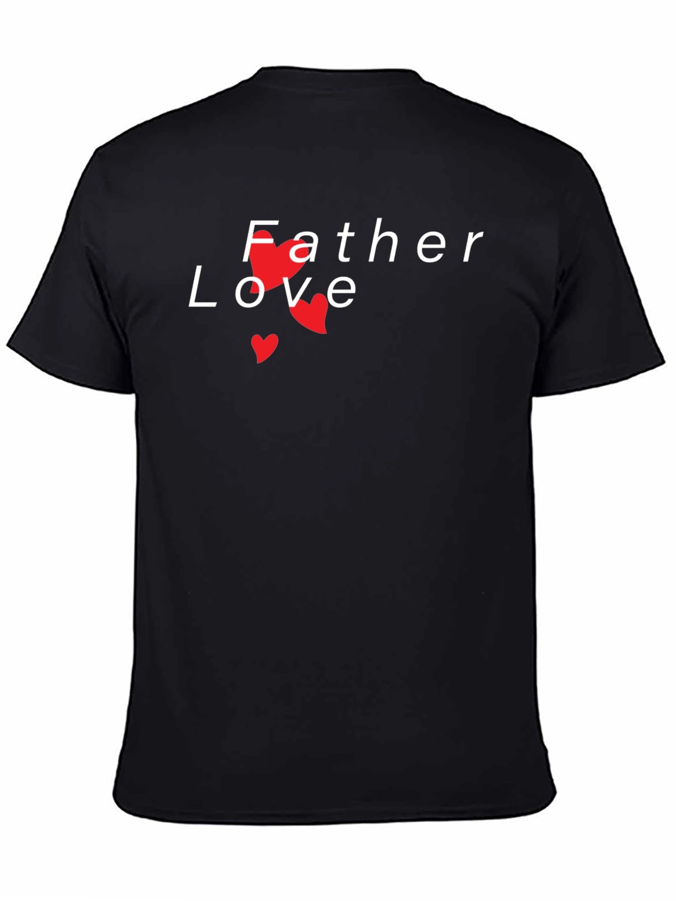 Father Love T-Shirt - Black Graphic Tee Heart Accents