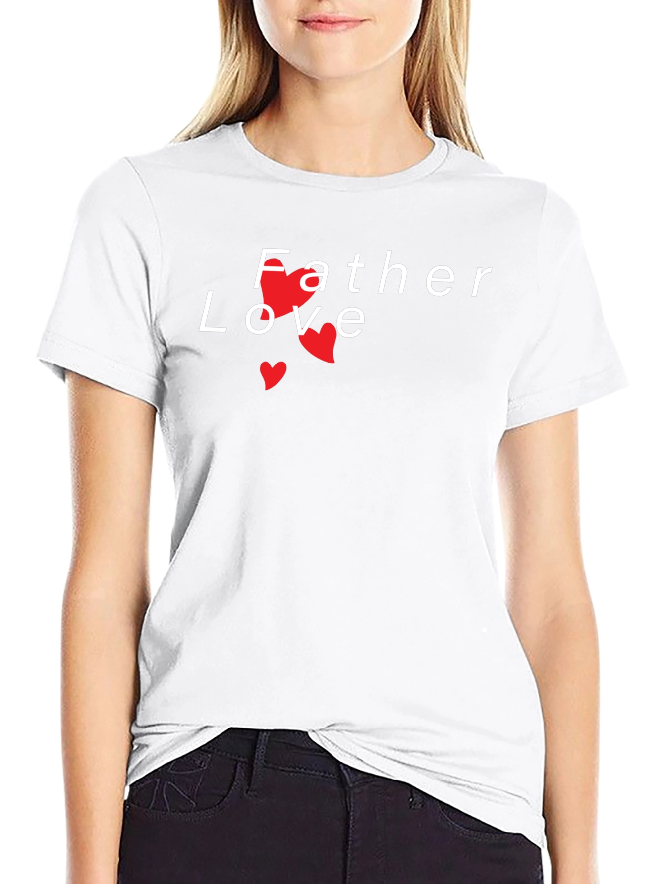 Father Love T-Shirt - Black Graphic Tee Heart Accents