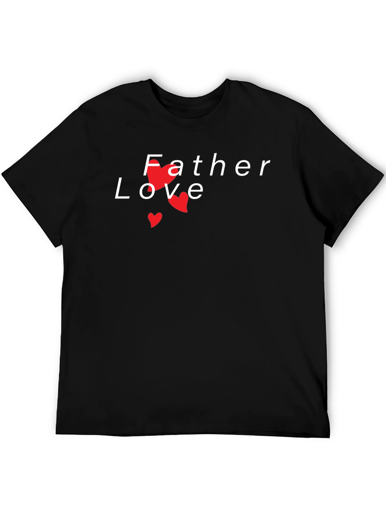 Father Love T-Shirt - Black Graphic Tee Heart Accents
