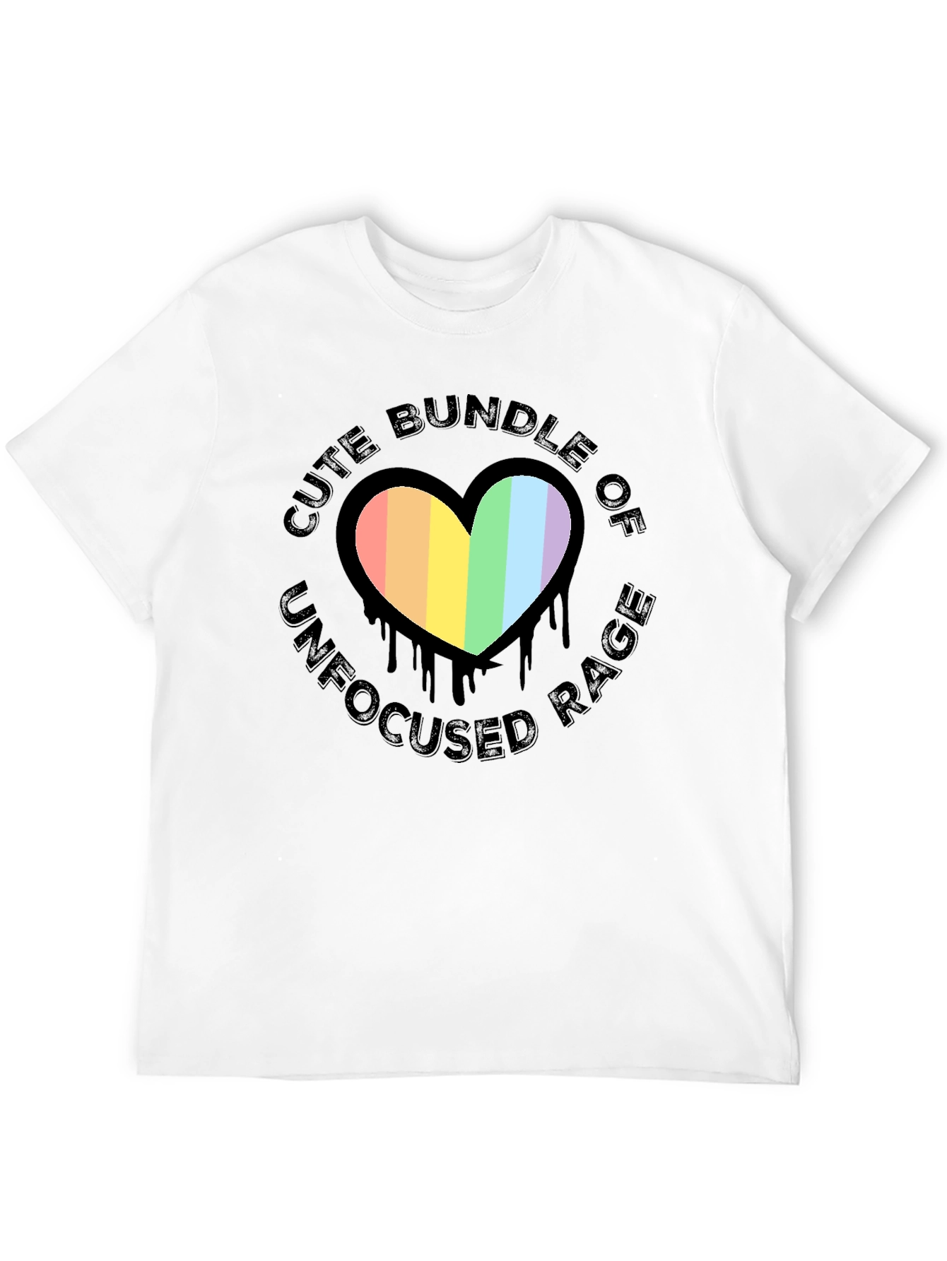 Cute Bundle of Unfocused Rage T-Shirt - Rainbow Heart