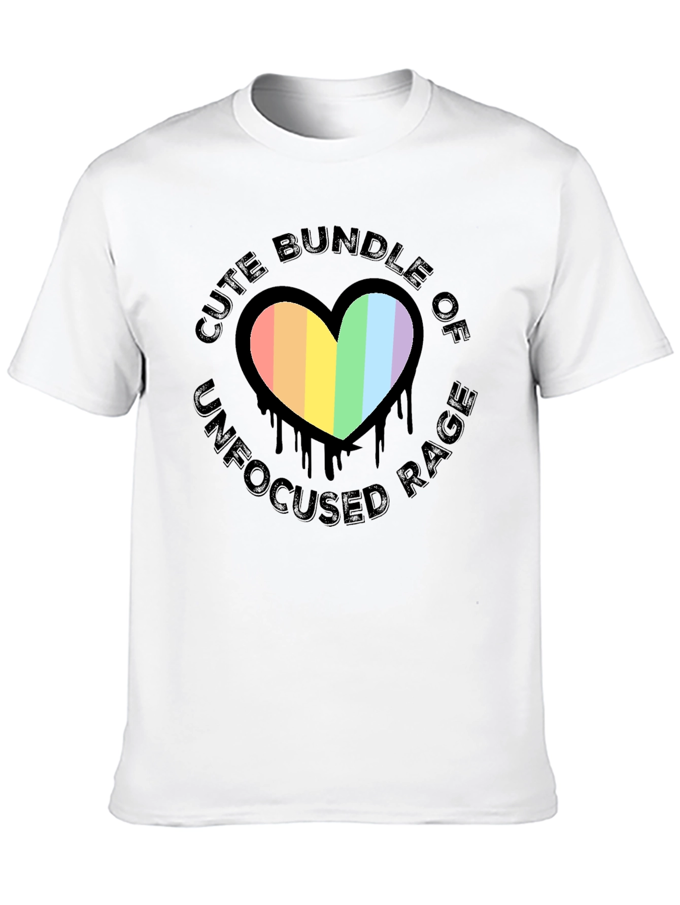 Cute Bundle of Unfocused Rage T-Shirt - Rainbow Heart