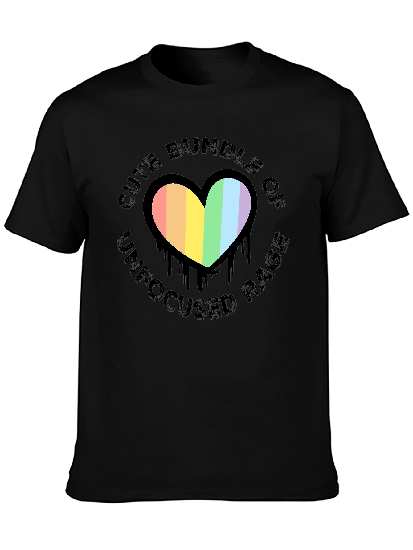 Cute Bundle of Unfocused Rage T-Shirt - Rainbow Heart