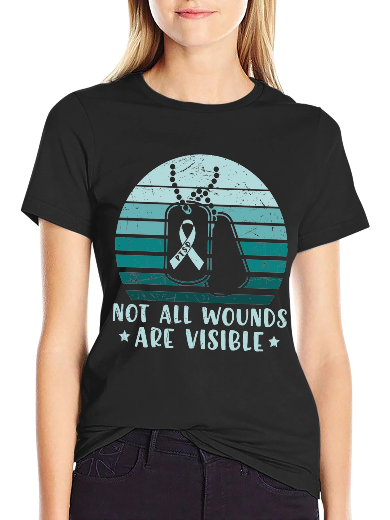 PTSD Awareness Graphic Tee - Not All Wounds Visible
