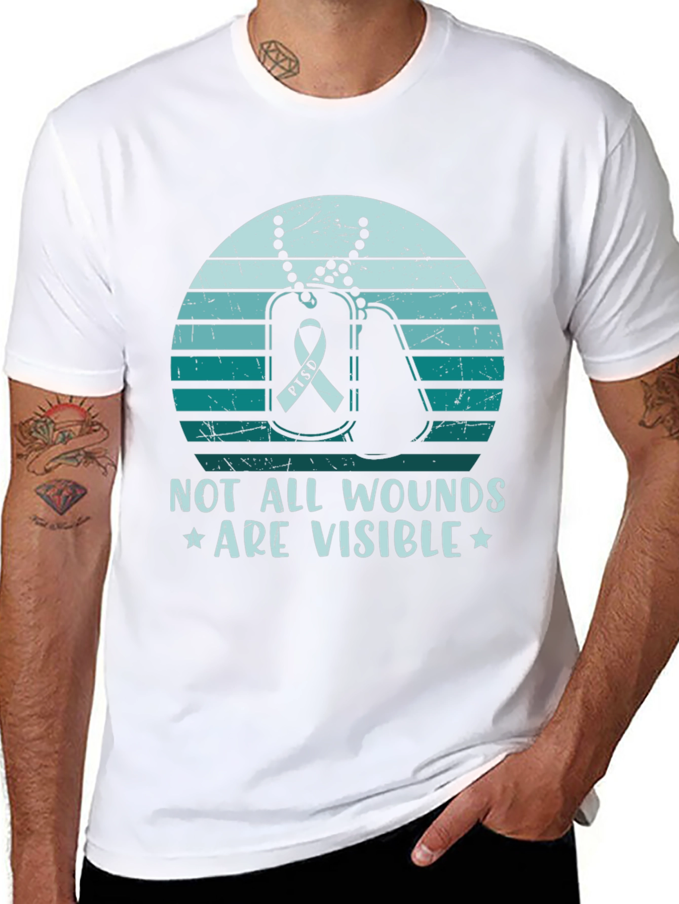 PTSD Awareness Graphic Tee - Not All Wounds Visible