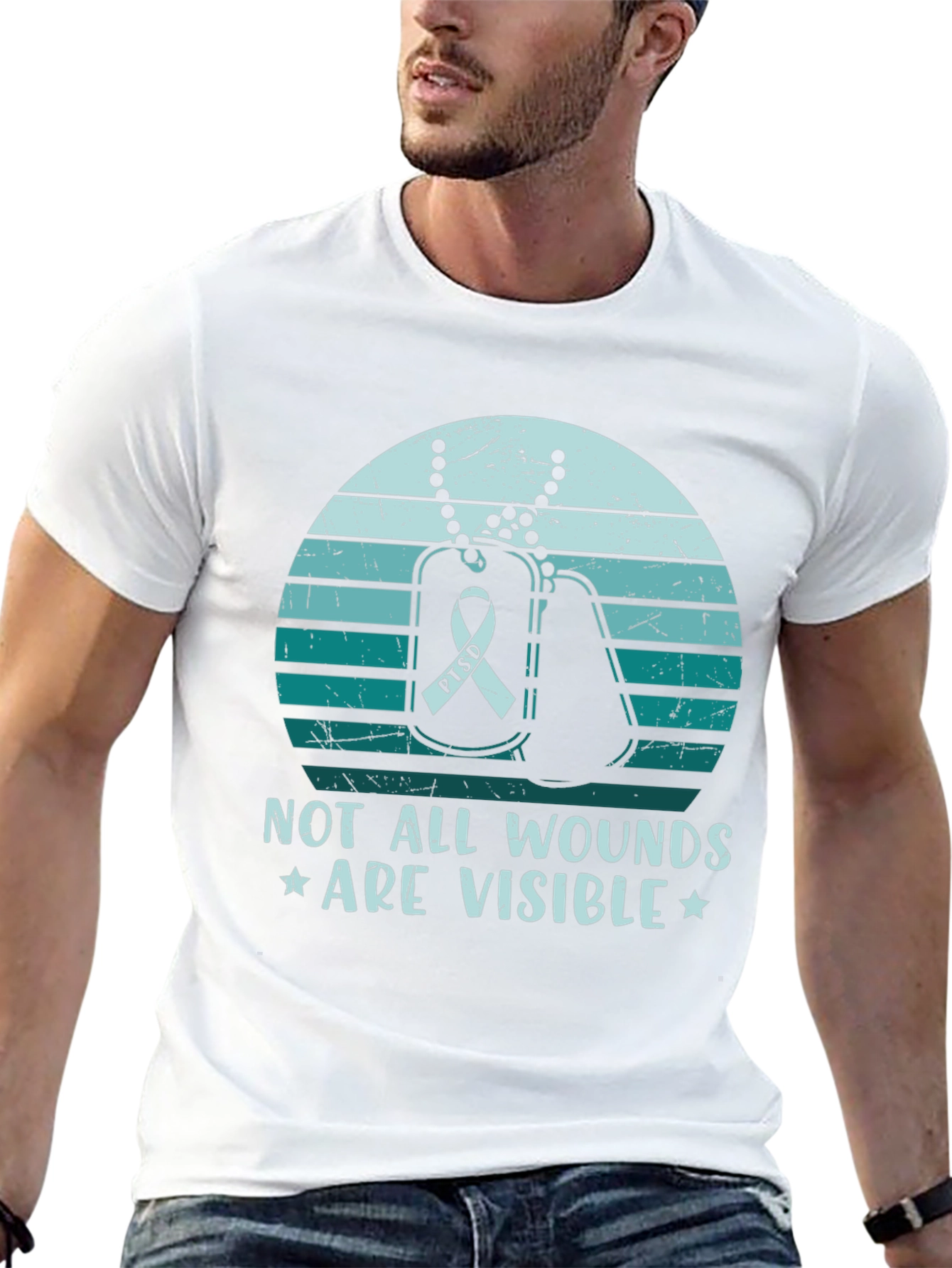 PTSD Awareness Graphic Tee - Not All Wounds Visible