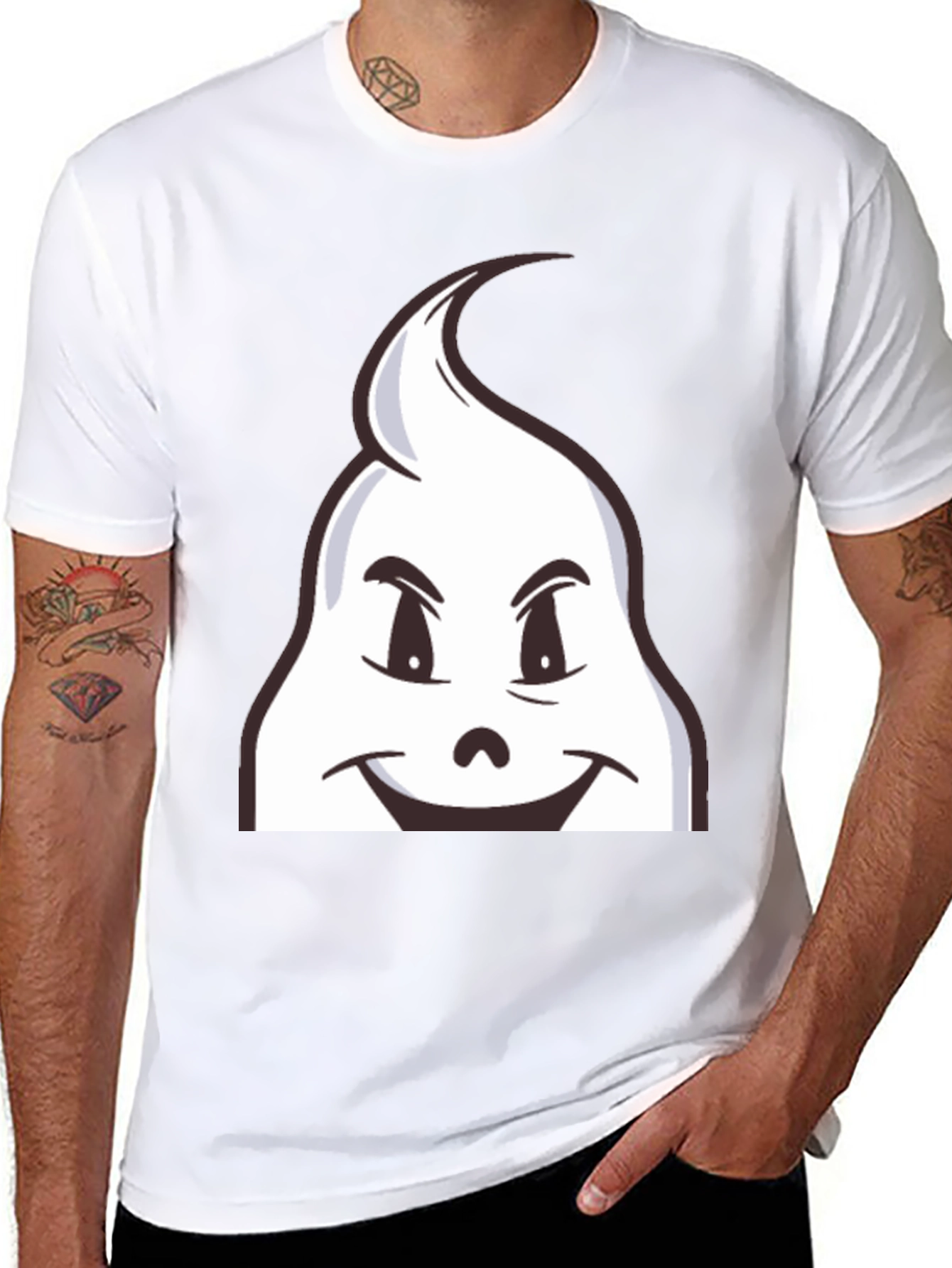 Fun Cartoon Ghost Graphic Black T-Shirt