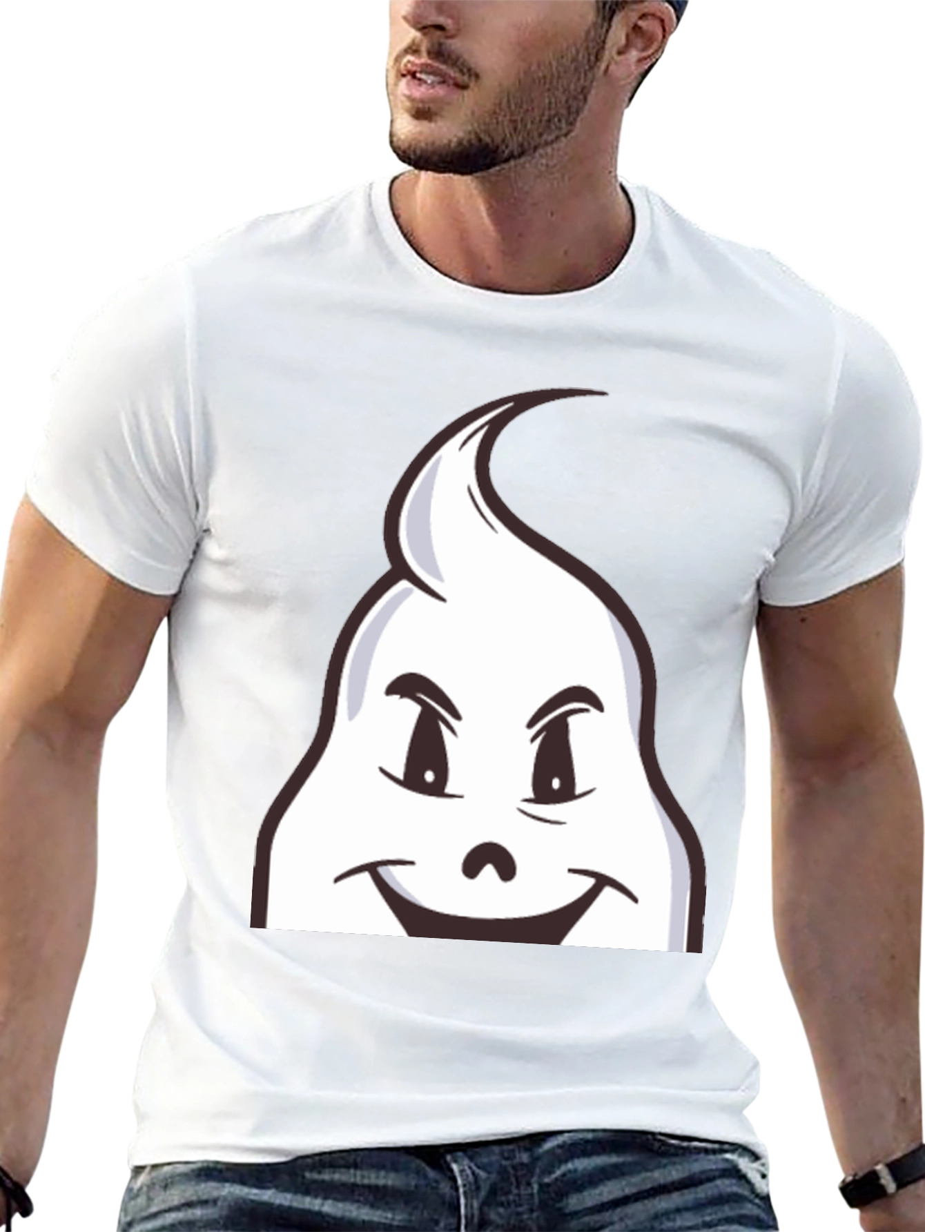 Fun Cartoon Ghost Graphic Black T-Shirt
