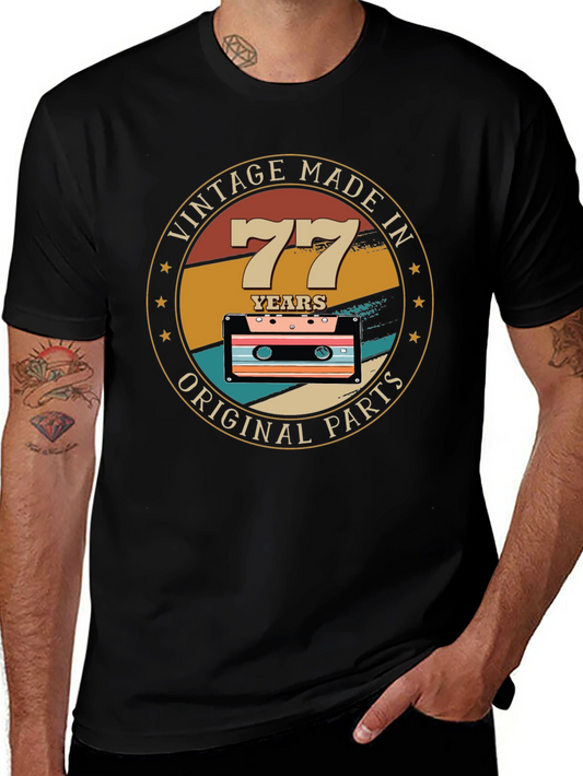 Vintage 77 Years Old Cassette Tape Birthday T-Shirt
