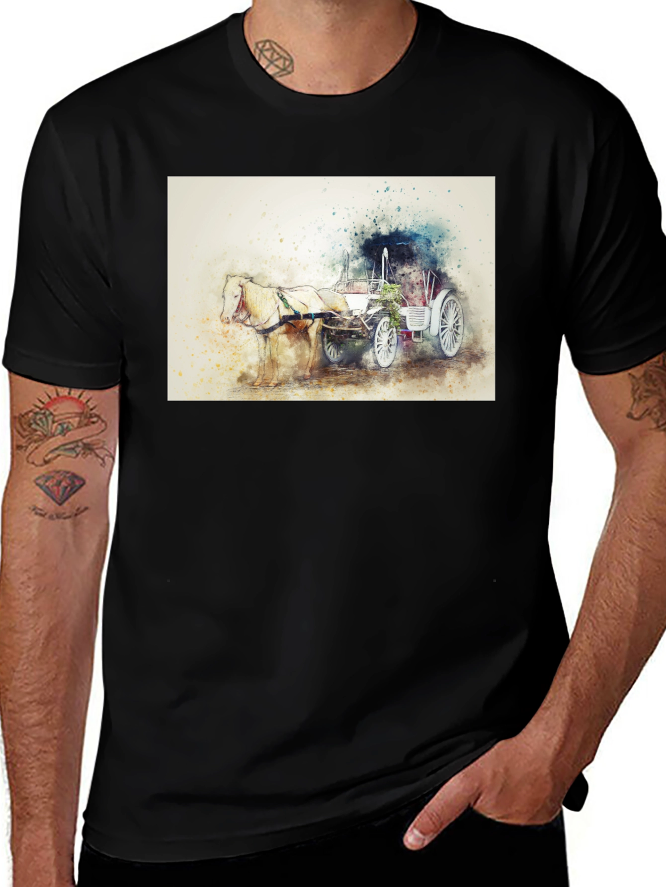 Horse & Carriage T-Shirt - Artistic Design