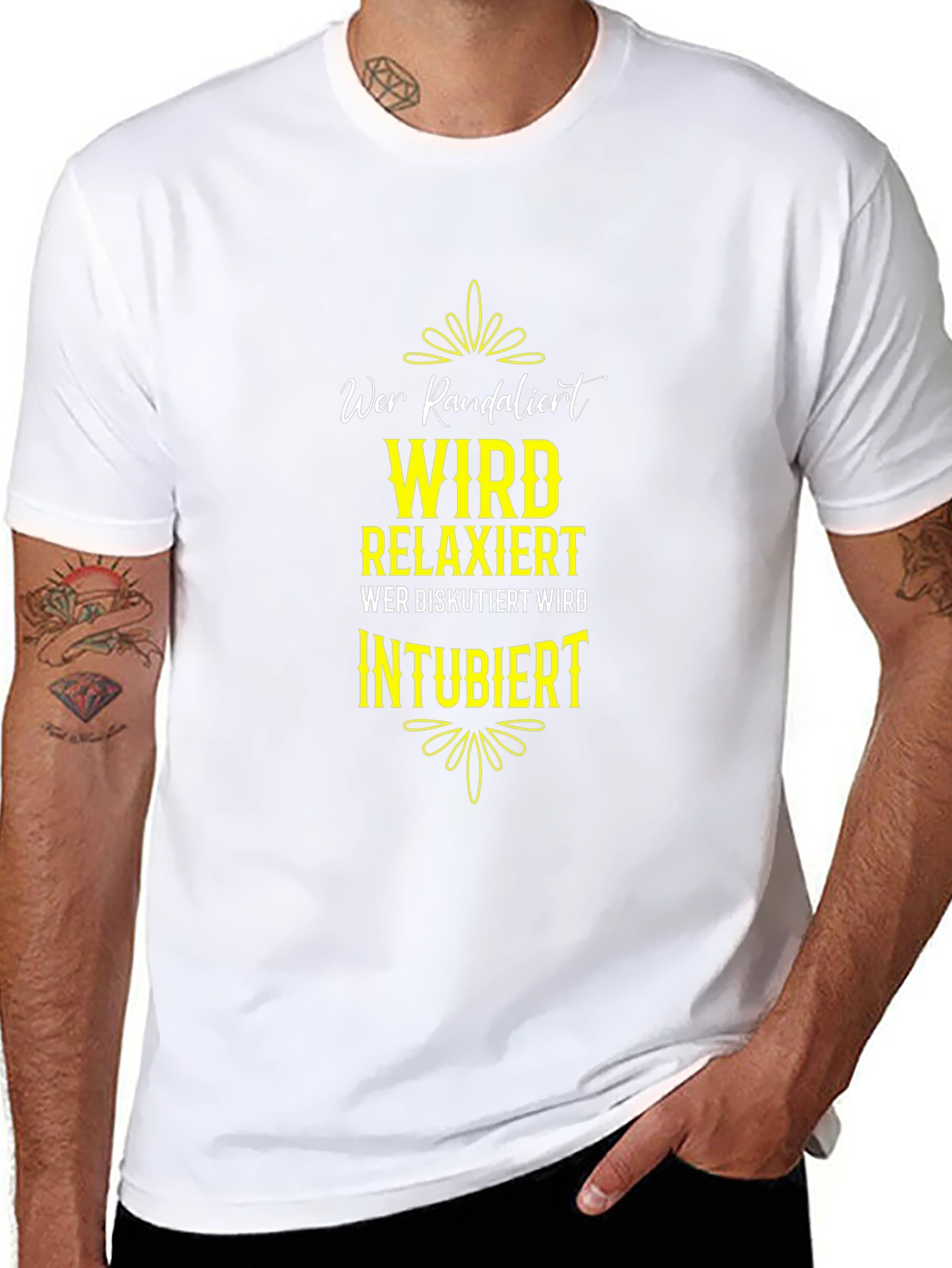 Funny German Slogan T-Shirt - Wer Randalier Relaxiert