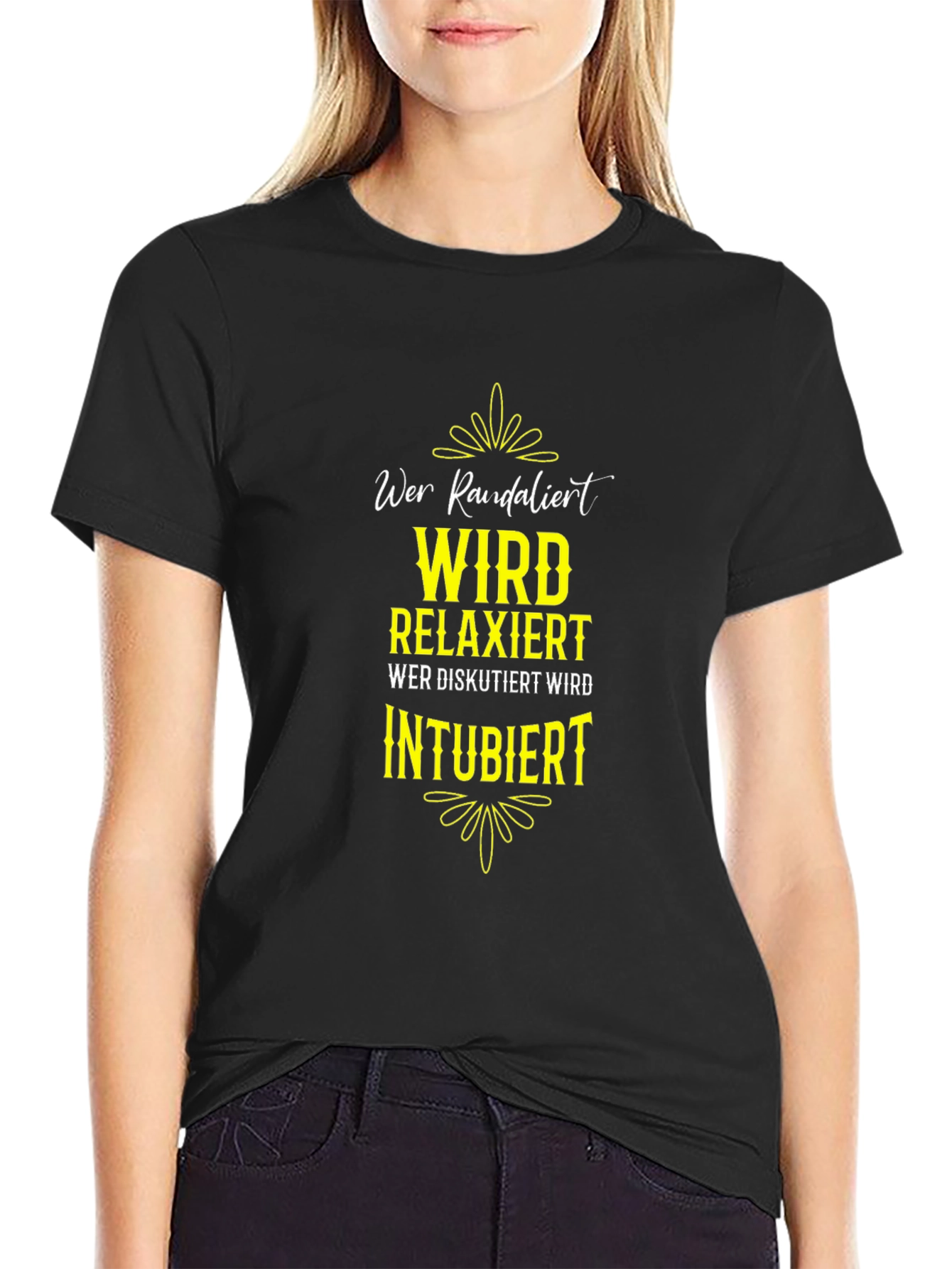 Funny German Slogan T-Shirt - Wer Randalier Relaxiert