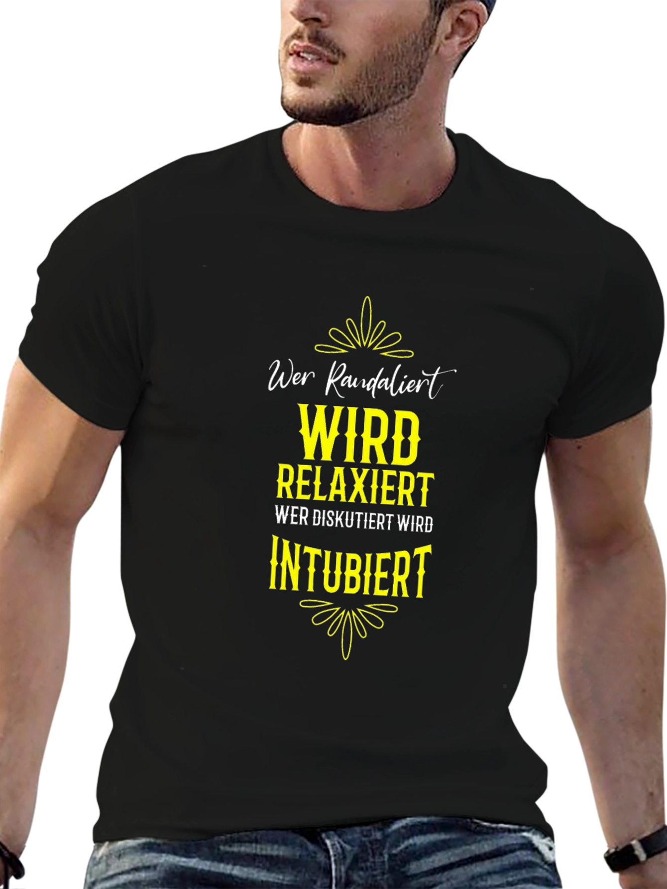 Funny German Slogan T-Shirt - Wer Randalier Relaxiert