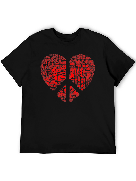 Peace Heart Graphic Black T-Shirt