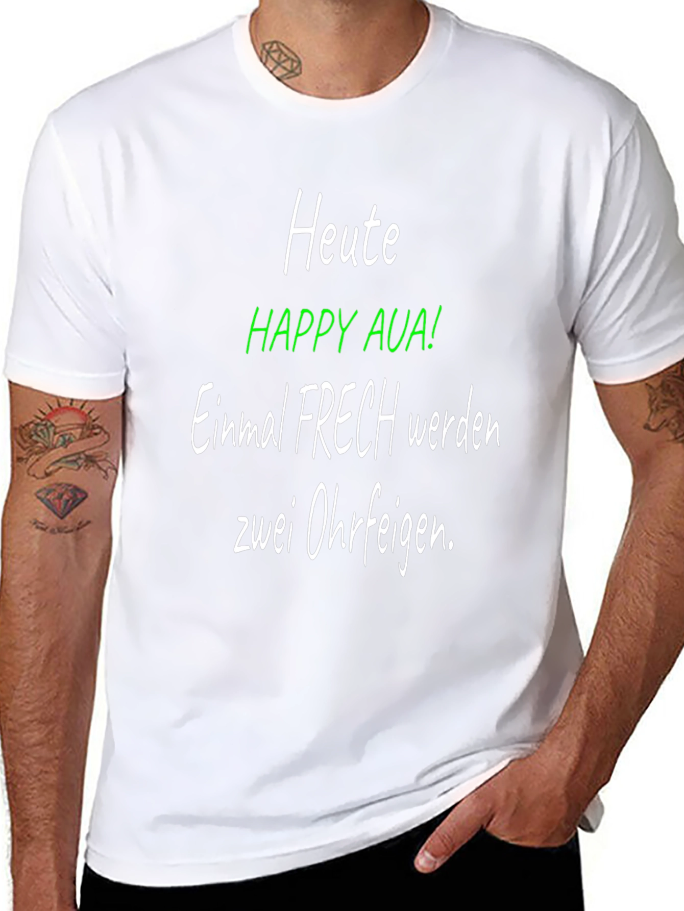 Heute Happy Aua! Funny German Graphic T-Shirt