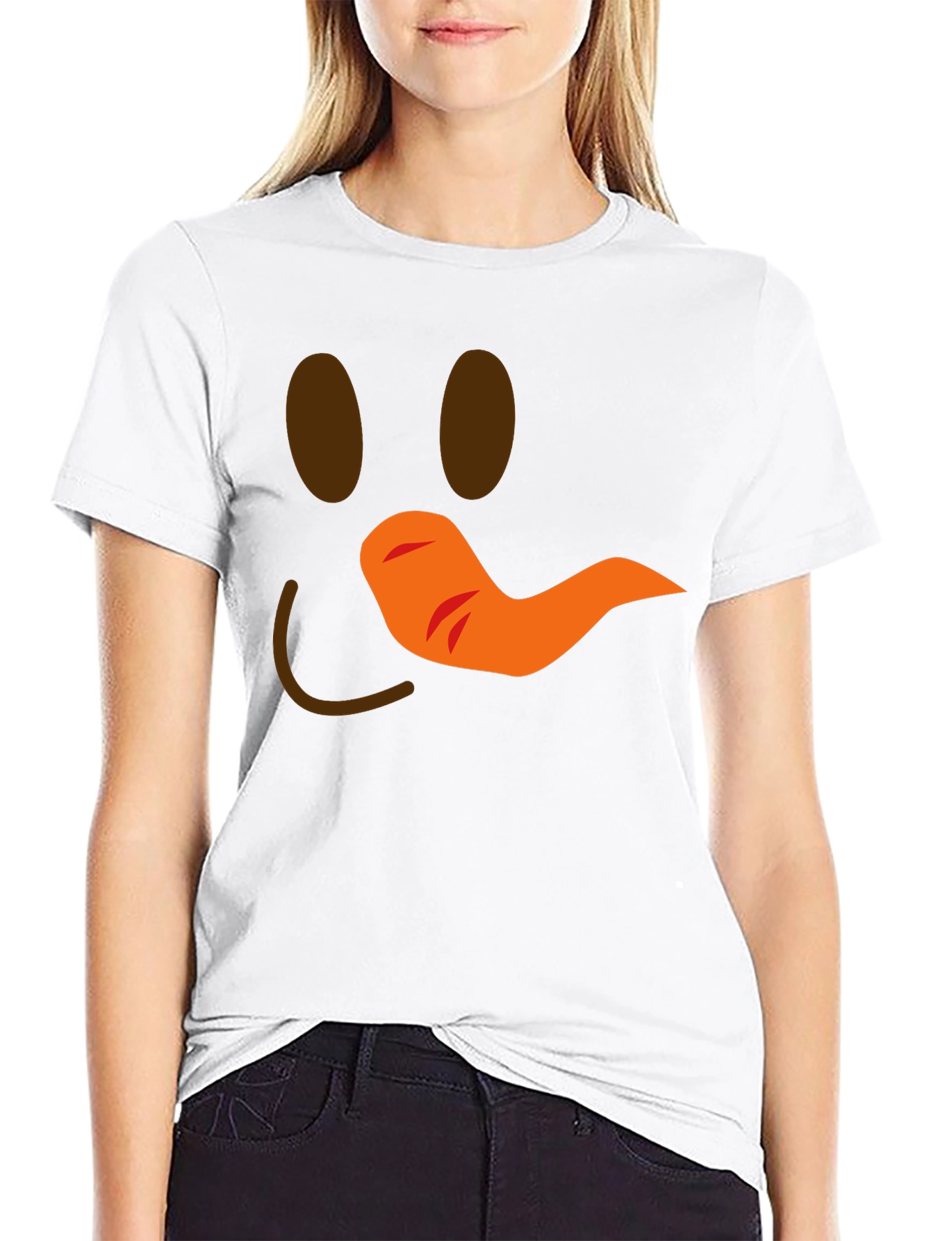 Snowman Face Graphic Tee - Holiday Fun
