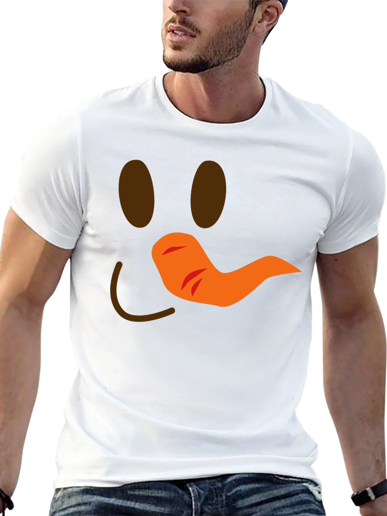 Snowman Face Graphic Tee - Holiday Fun
