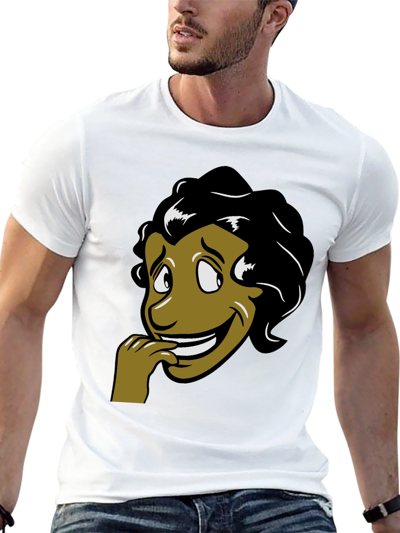 Cartoon Face Graphic T-Shirt - Black