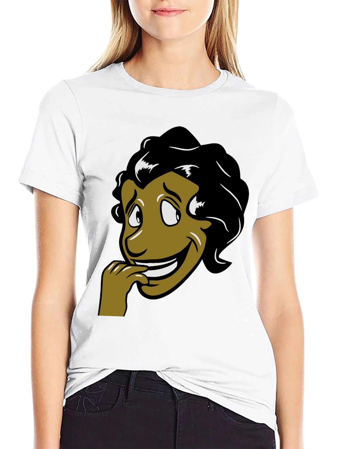 Cartoon Face Graphic T-Shirt - Black