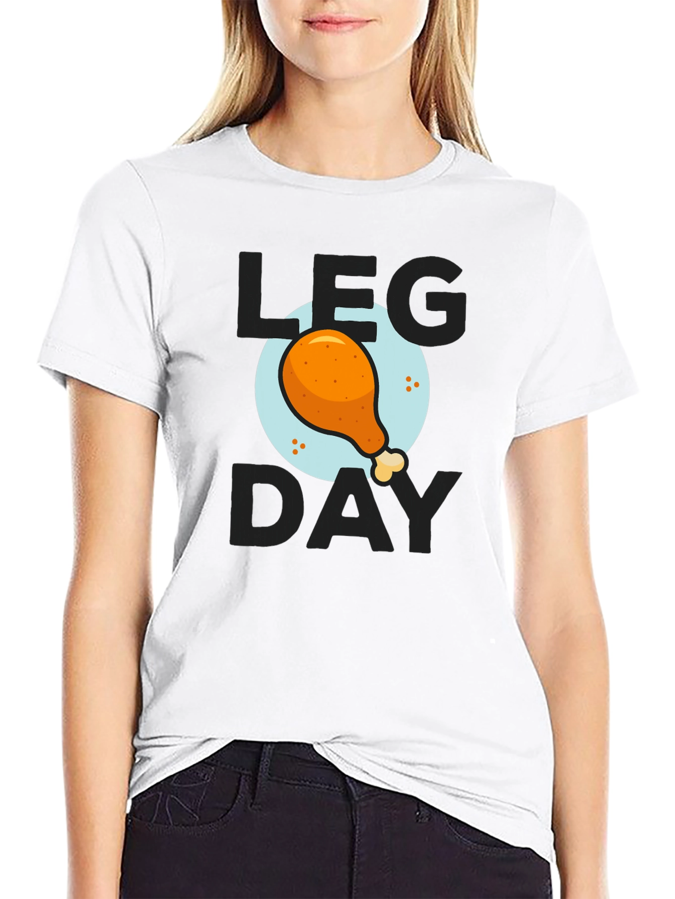 Mens Leg Day Chicken Graphic Tee - Black