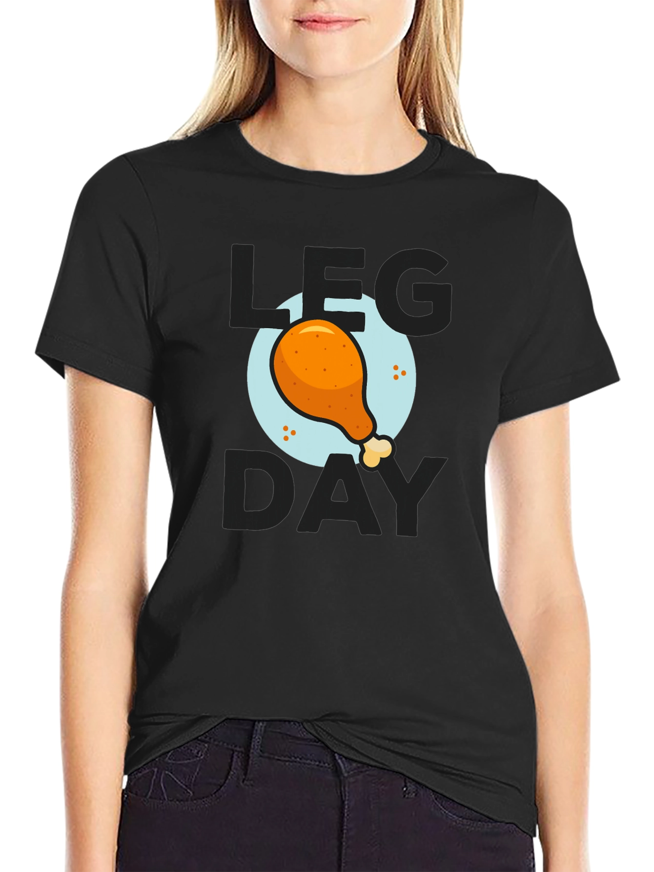 Mens Leg Day Chicken Graphic Tee - Black