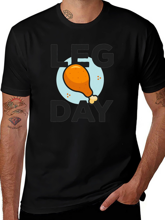 Mens Leg Day Chicken Graphic Tee - Black