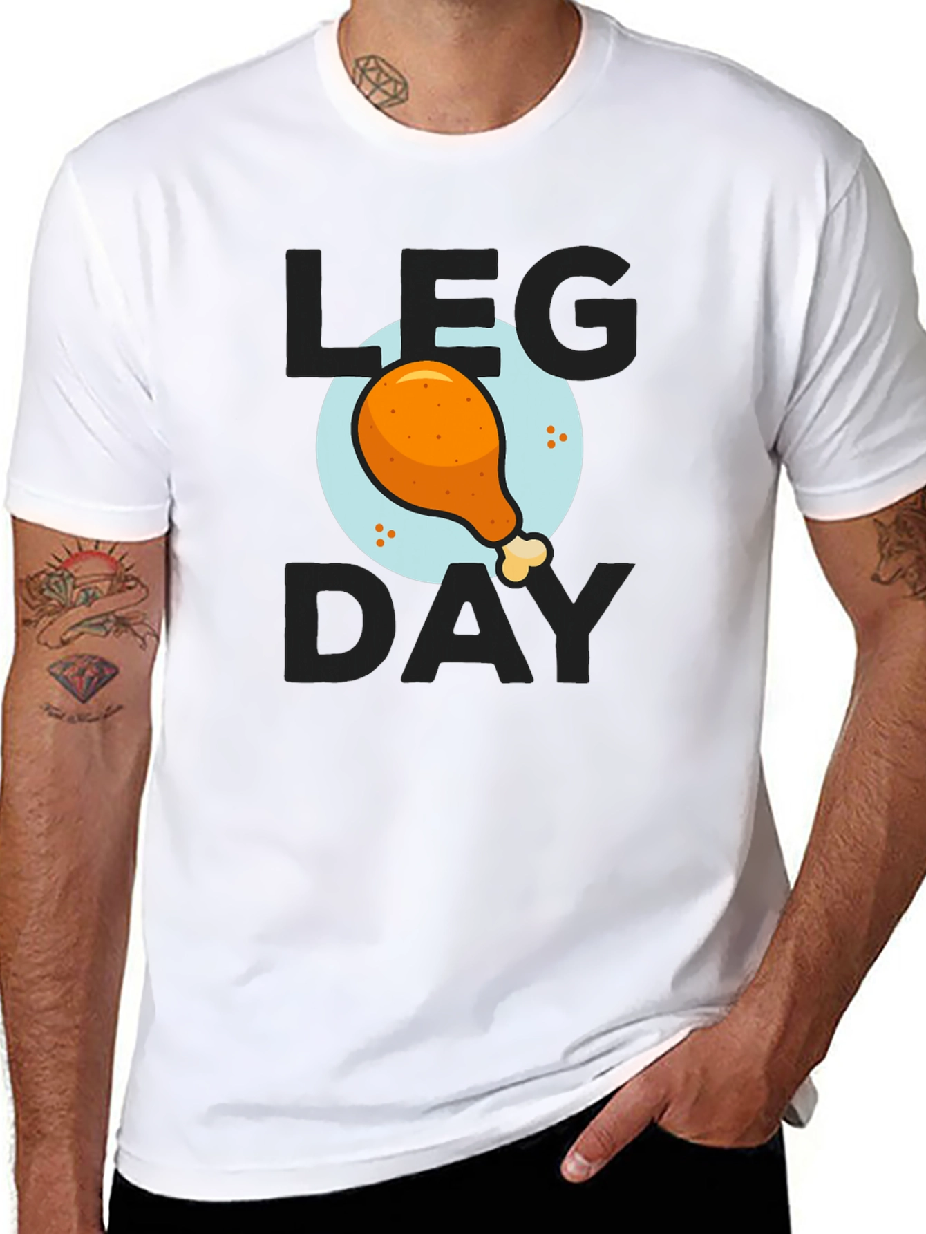 Mens Leg Day Chicken Graphic Tee - Black