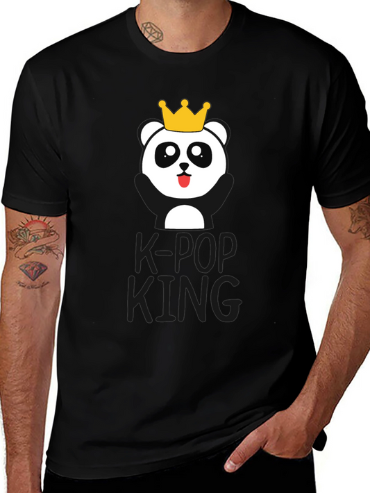 K-Pop King Panda Bear T-Shirt - Black