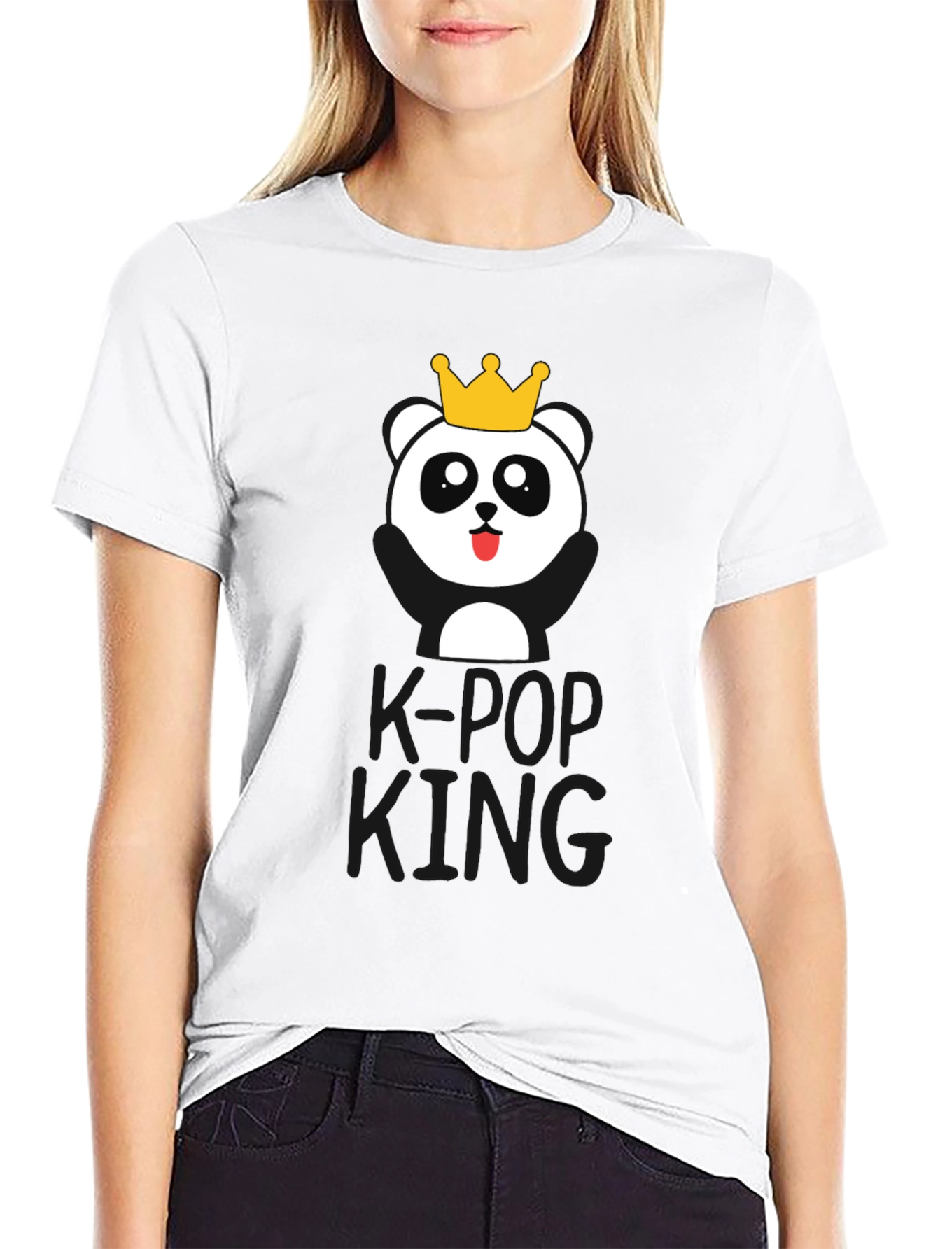 K-Pop King Panda Bear T-Shirt - Black
