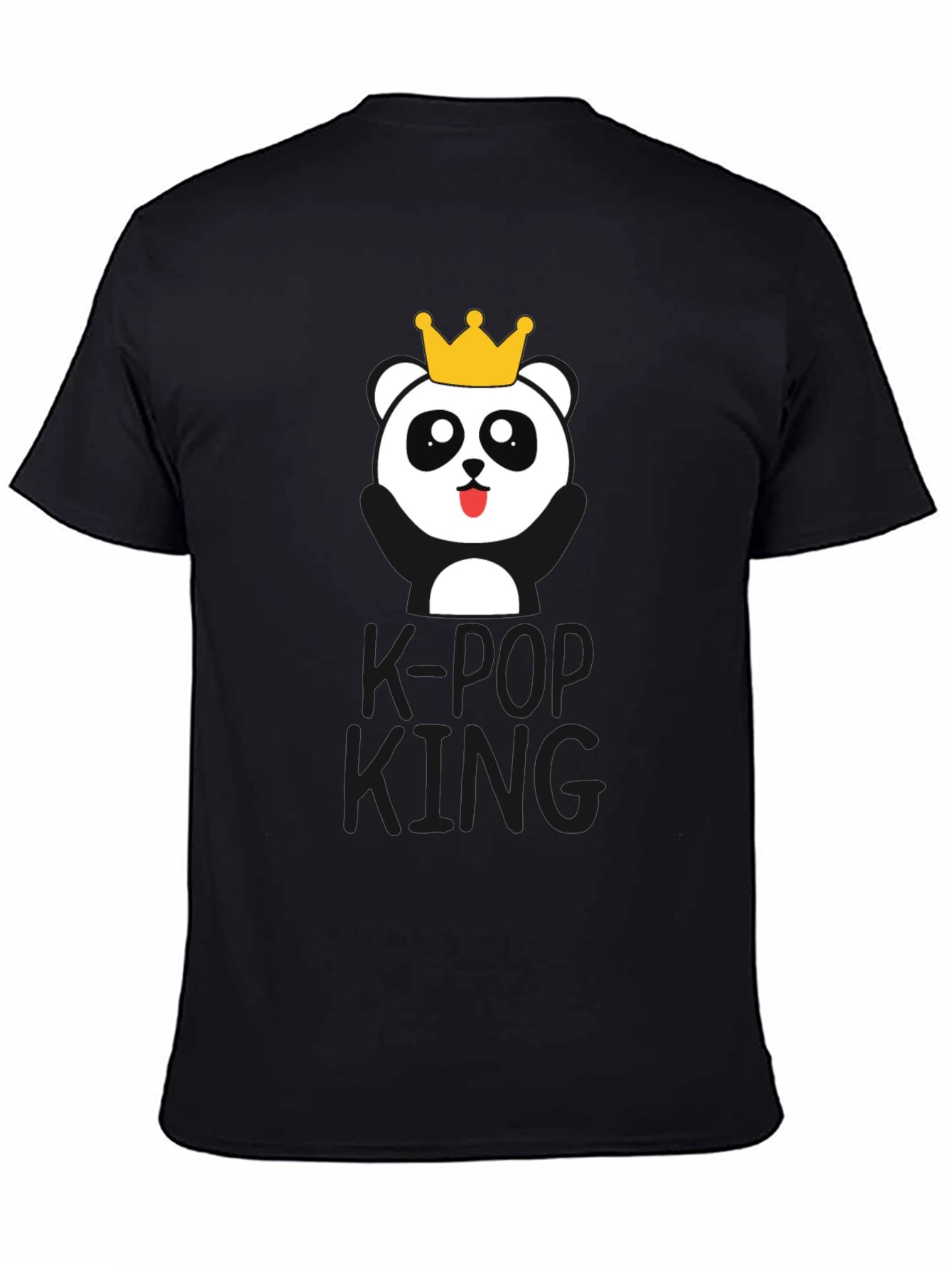 K-Pop King Panda Bear T-Shirt - Black