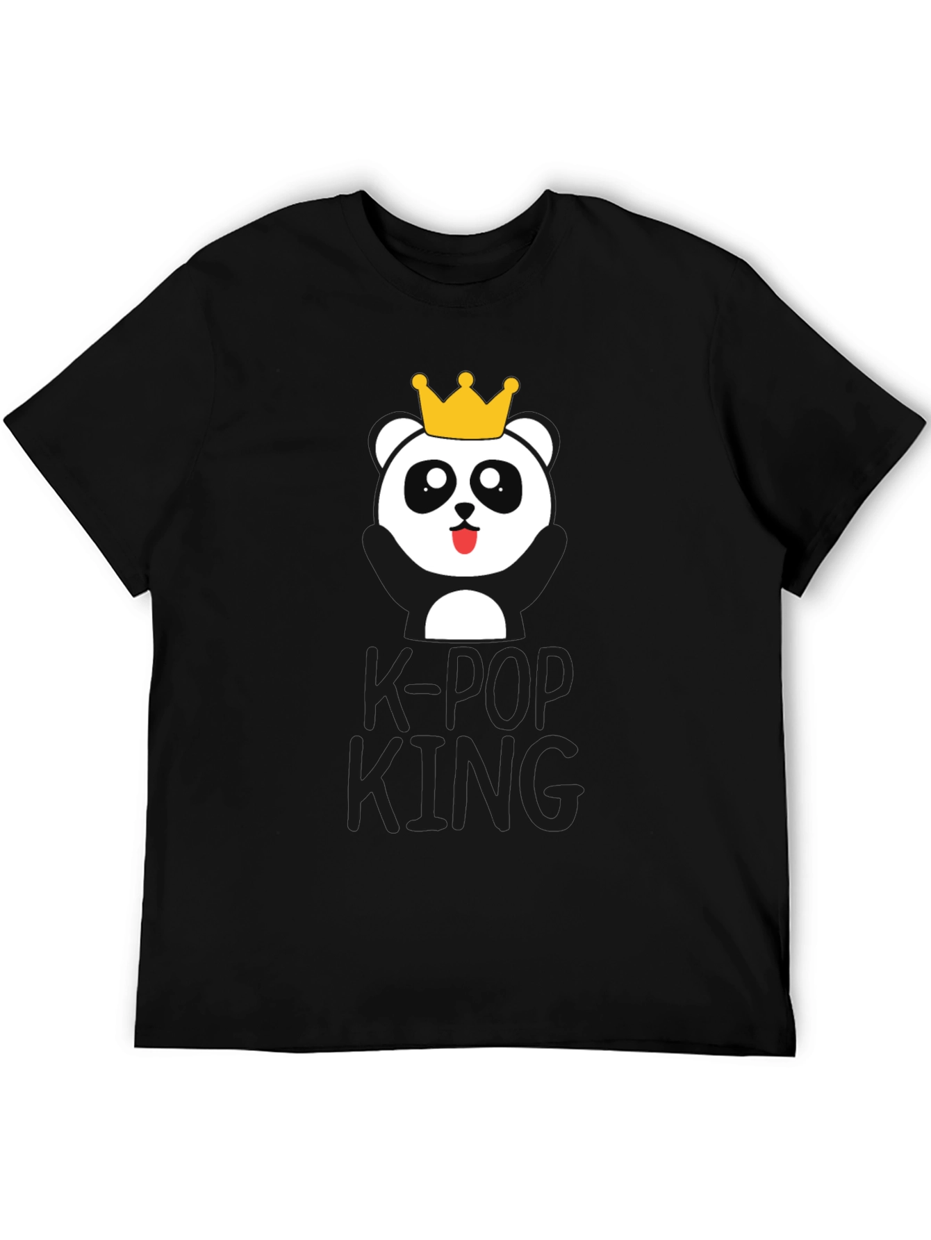 K-Pop King Panda Bear T-Shirt - Black