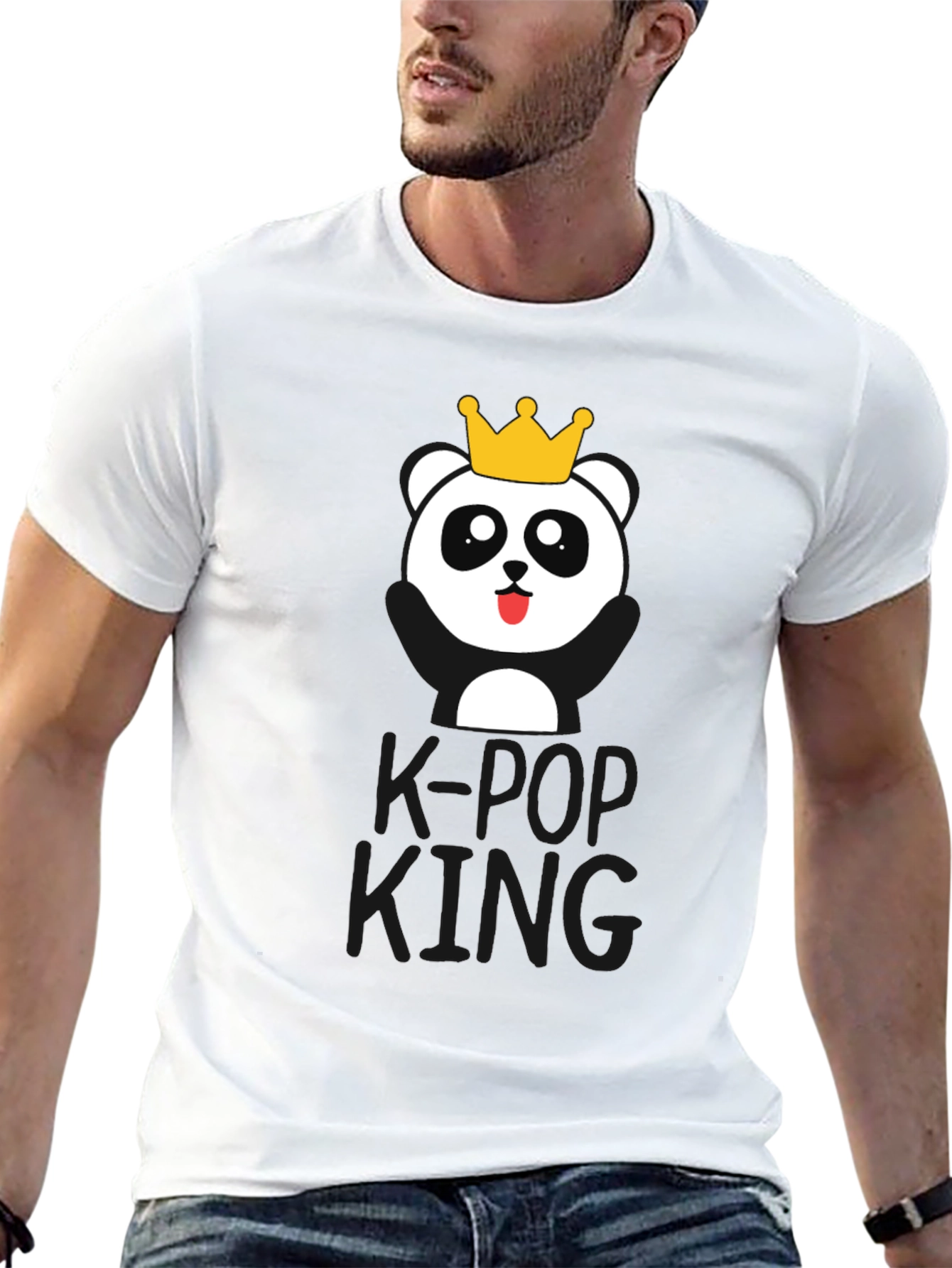 K-Pop King Panda Bear T-Shirt - Black